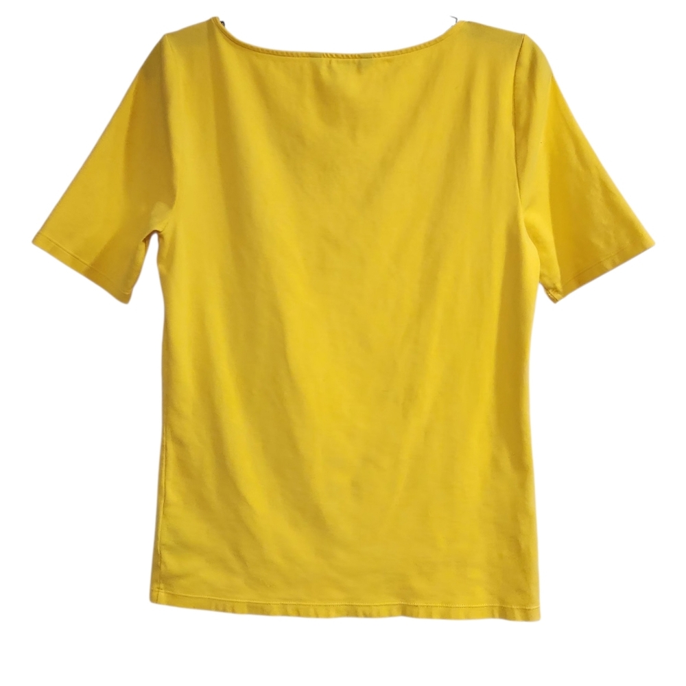 Lauren Ralph Lauren Womens Sz PL Yellow Shirt Embroidered Logo Short Sleeve Tee - Picture 2 of 7